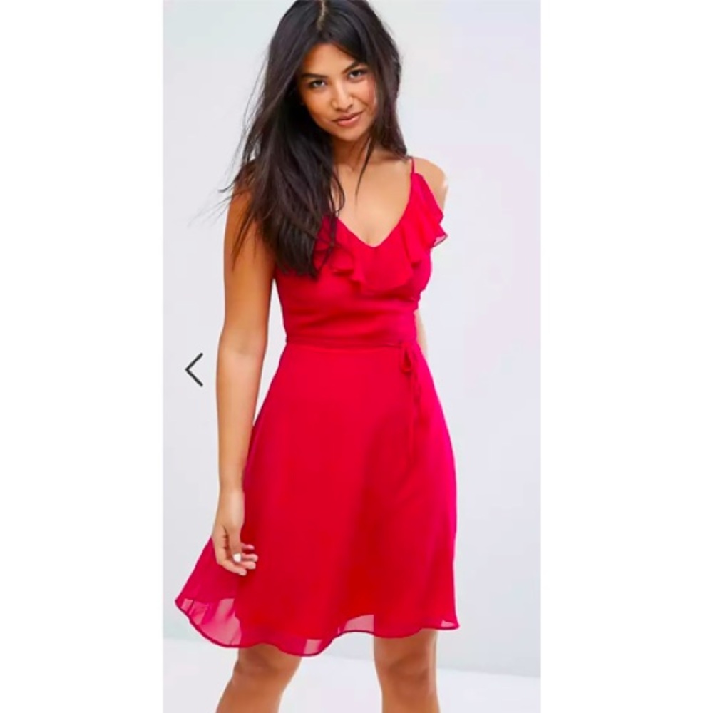 Fushia Skater Dress with Frill Overlay